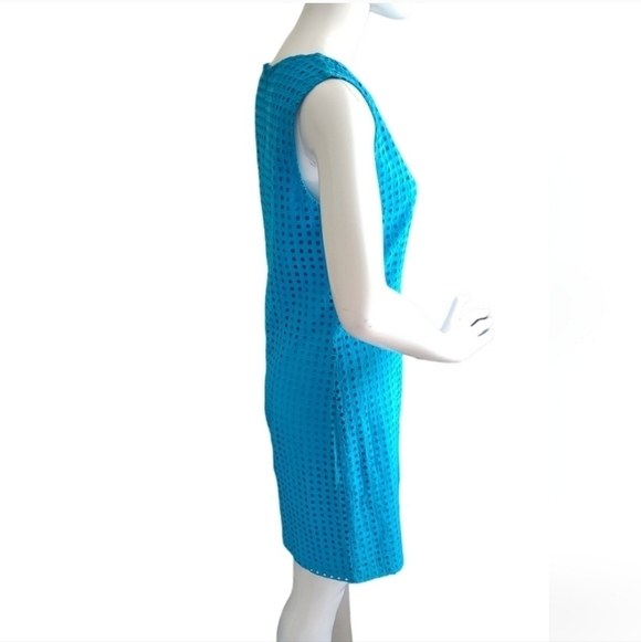 Alfred Sung cotton blue eyelet sleeveless dress - Size 4 - Picture 3 of 9